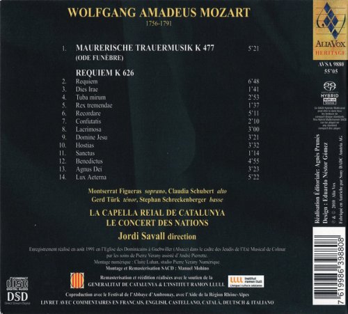 Jordi Savall, Le Concert des Nations - W.A. Mozart: Requiem K 626, Maurerische Trauermusik (1992) [2011 SACD]