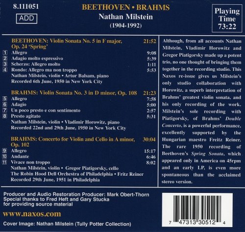 Nathan Milstein - Brahms: Double Concerto & Beethoven: Violin Sonata (2006)
