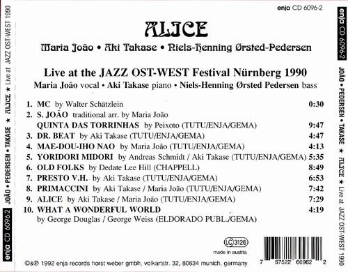 Maria Joao, Aki Takase, Niels Pedersen - Alice (1992) 320 kbps+CD Rip