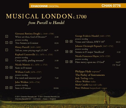Philippa Hyde, The Parley of Instruments, Peter Holman - Musical London, c1700 (From Purcell to Handel) (2011) [Hi-Res]