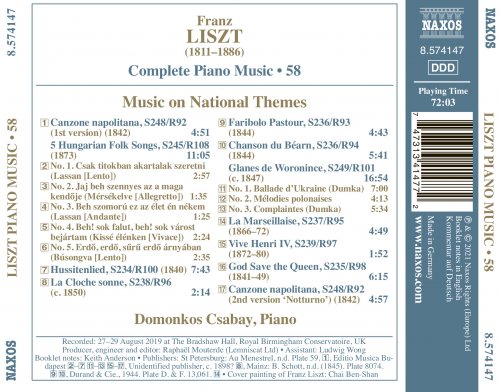 Domonkos Csabay - Liszt Complete Piano Music, Vol. 58: Music on National Themes (2021) [Hi-Res]