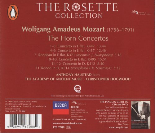 The Academy of Ancient Music, Christopher Hogwood - Mozart: The Horn Concertos (2005) CD-Rip