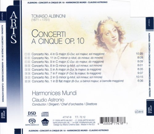 Harmonices Mundi, Claudio Astronio - Tomaso Albinoni: Concerti a Cinque op. 10 (2009) [SACD]