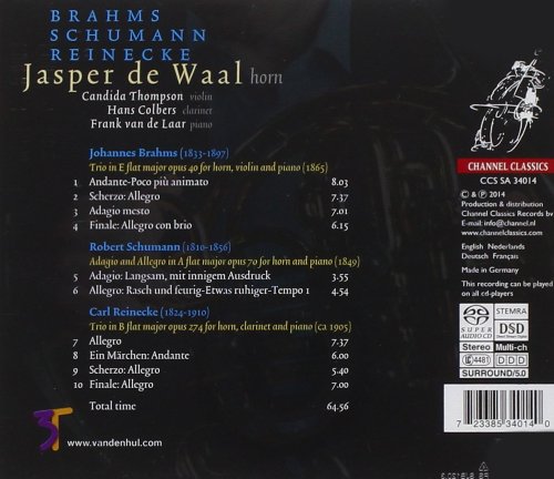 Jasper de Waal, Candida Thompson, Frank van de Laar - Brahms, Schumann, Reinecke (2014) [Hi-Res]