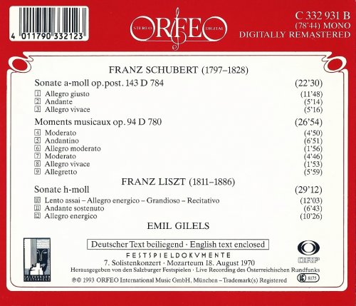 Emil Gilels - Schubert, Liszt: Piano Works (1993) CD-Rip