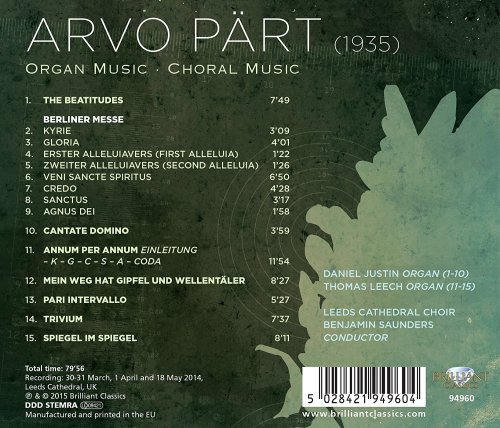 Benjamin Saunders & Leeds Cathedral Choir - Arvo Pärt: Organ and Choral Music (2015)