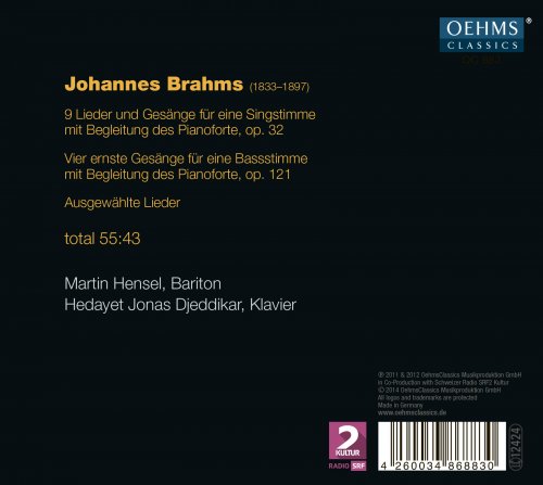 Hedayet Djeddikar, Martin Hensel - Brahms: Liederreihe, Op. 32, 4 Ernste Gesänge & ausgewählte Lieder (2014)