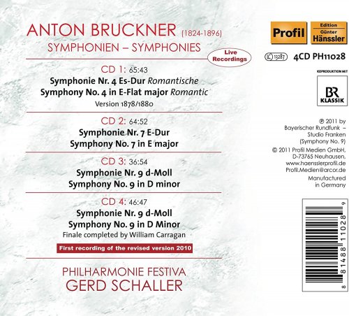 Philharmonie Festiva, Gerd Schaller - Bruckner: Symphonies Nos. 4, 7 & 9 (2011)