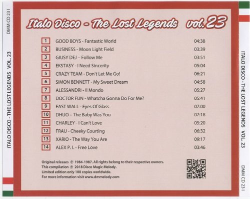 VA - Italo Disco - The Lost Legends Vol. 23 (2018)