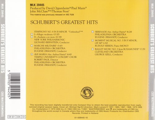 Serkin, Bernstein, Szell - Schubert: Greatest Hits-Includes Unfinished Symphony, Ave Maria, Serenade and More (1984)