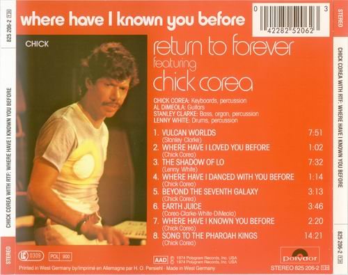 Return To Forever Featuring Chick Corea - Where Have I Known You Before (1974) CD Rip