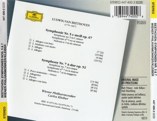 Wiener Philharmoniker, Carlos Kleiber - Beethoven: Symphonien Nos. 5 & 7 (1996) CD-Rip