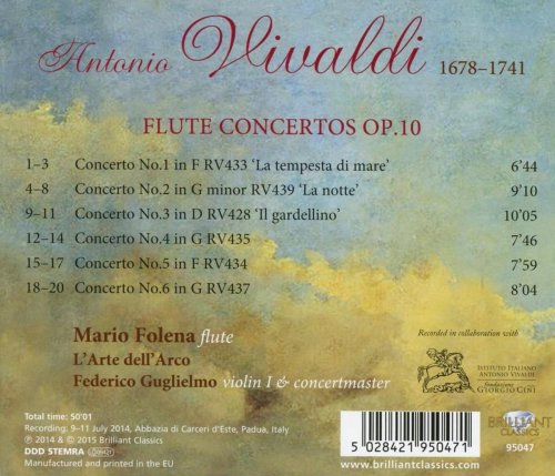 L'Arte dell'Arco, Mario Folena, Federico Guglielmo - Vivaldi: Flute Concertos, Op. 10 (2015)