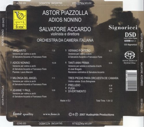 Salvatore Accardo, Orchestra da Camera Italiana - Astor Piazzolla: Adios Nonino (2007) [SACD]