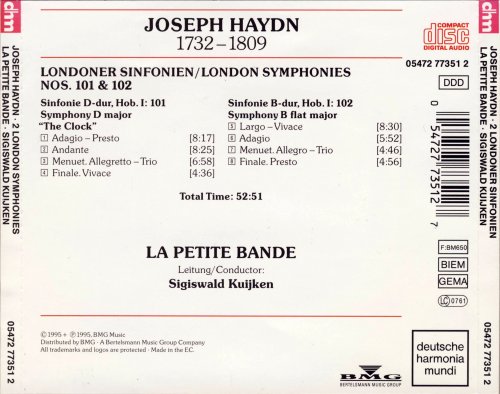 Sigiswald Kuijken, La Petite Bande - Haydn: London Symphonies Nos. 101 'The Clock' & 102 (1995)