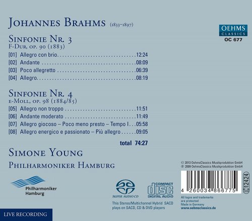 Hamburg Philharmonic, Simone Young - Brahms: Symphonies Nos. 3 & 4 (2013)