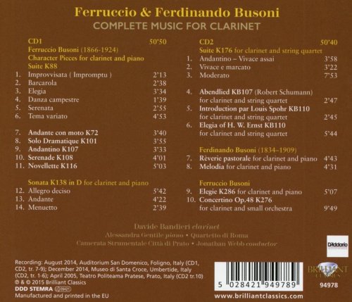 Davide Bandieri, Alessandra Gentile - Busoni: Complete Music for Clarinet (2015)