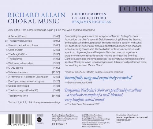 Choir Of Merton College Oxford, Benjamin Nicholas - Richard Allain: Choral Music (2018) [Hi-Res]