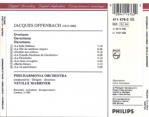 Neville Marriner, Philharmonia Orchestra - Offenbach: Overtures (1991)