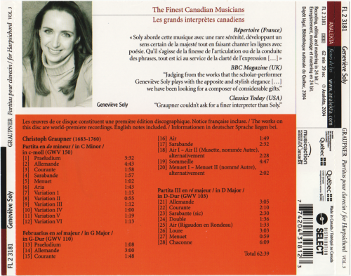 Genevieve Soly - Graupner: Partitas for Harpsichord Vol.3 (2004)