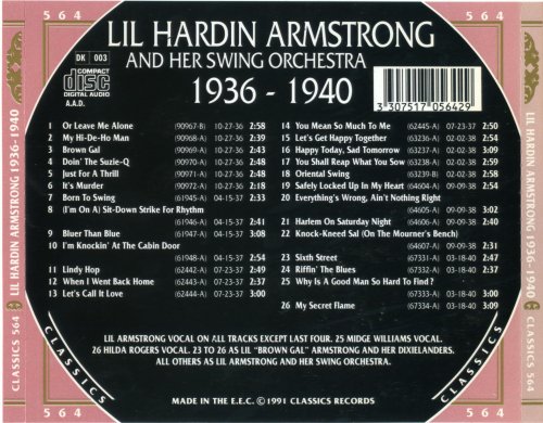 Lil Hardin Armstrong - 1936-1940 (The Chronogical Classics, 564) (1991)