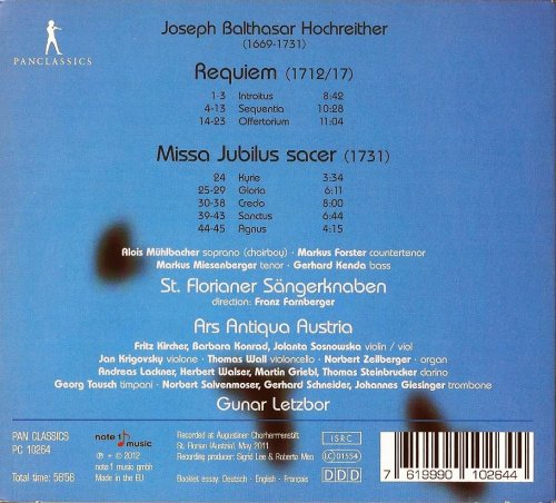 St. Florianer Sängerknaben, Ars Antiqua Austria, Gunar Letzbor - Hochreither: Requiem, Missa Jubilus sacer (2012) CD-Rip