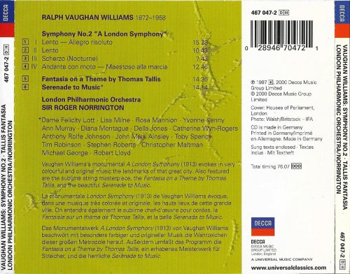 Felicity Lott, Yvonne Kenny, A.Murray, L.Milne - Vaughan Williams: Symphony No. 2 'London', Tallis Fantastia (2000)