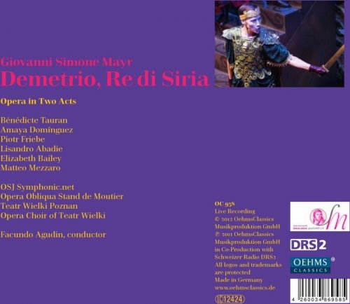 Orchestre Symphonique du Jura, Opera Obliqua Stand de Moutier, Facundo Agudin - Mayr: Demetrio, Redi Siria (2012)