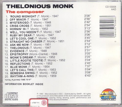 Thelonious Monk, The Composer - 'Round Midnight (1990)