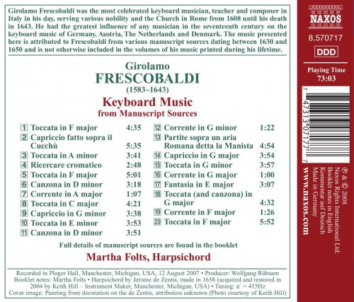 Martha Folts - Frescobaldi: Keyboard Music From Manuscript Sources (2008)