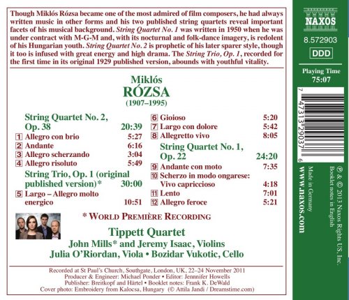 Tippett Quartet - Rózsa: String Quartets 1 & 2 - String Trio (2013)