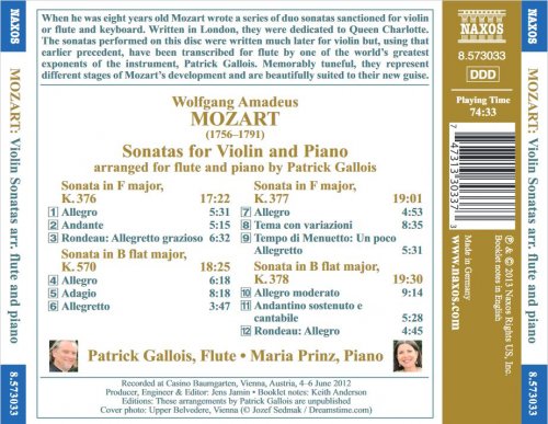 Patrick Gallois, Maria Prinz - Mozart: Violin Sonatas Arranged for Flute & Piano (2013) CD-Rip