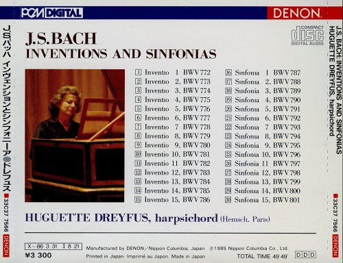 Huguette Dreyfus - J.S.Bach: Inventions and Sinfonias (1985)