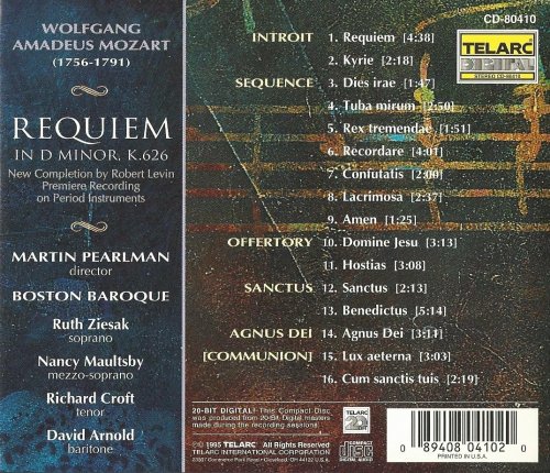 Boston Baroque, Martin Pearlman - Mozart: Requiem (1995) CD-Rip