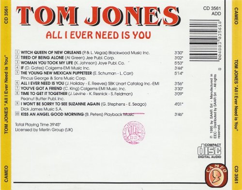 Tom Jones - All I Ever Need Is You (1972) [1995]