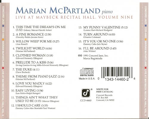 Marian McPartland - Live at Maybeck Recital Hall, Vol.9 (1991)