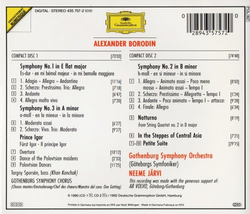 Gothenburg Symphony Orchestra Neeme Järvi Borodin Symphonies And Other Orchestral Works 1990 1227