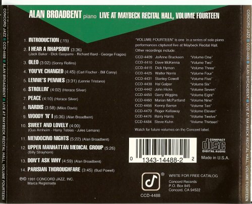 Alan Broadbent - Live at Maybeck Recital Hall, Vol.14 (1991)