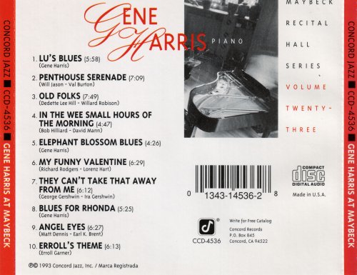 Gene Harris - Live at Maybeck Recital Hall, Vol.23 (1993)