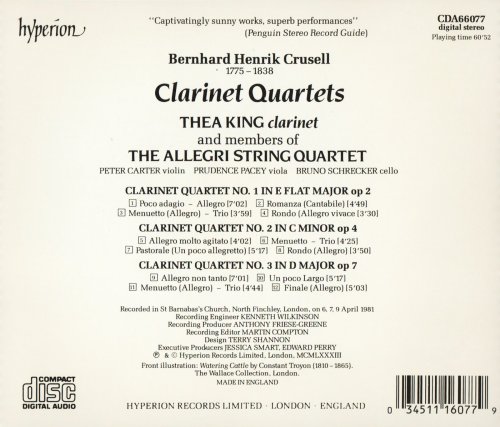 Thea King, The Allegri String Quartet - Crusell: Clarinet Quartets (1983) CD-Rip