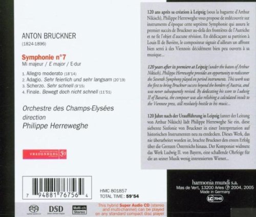 Orchestre des Champs-Elysées, Philippe Herreweghe - Bruckner: Symphony No. 7 (2005) [SACD]