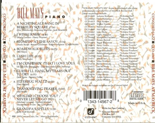 Bill Mays - Live at Maybeck Recital Hall, Vol.26 (1995)
