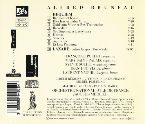 Orchestre National d'Ile de France, Jacques Mercier - Alfred Bruneau: Requiem, Lazare (1994) CD-Rip