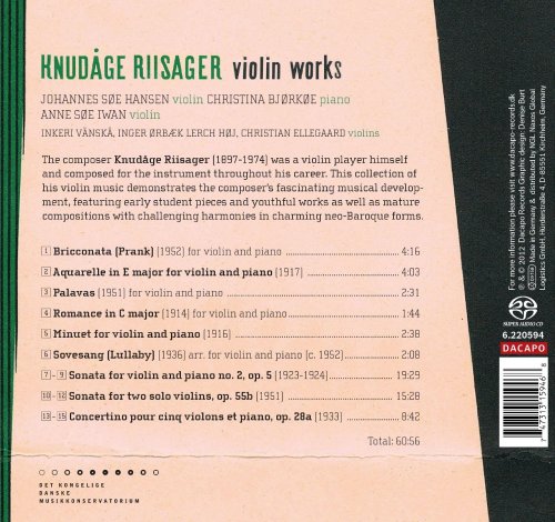 Johannes Søe Hansen, Christina Bjørkøe, Anne Søe Iwan - Riisager: Violin Works (2013) [Hi-Res]