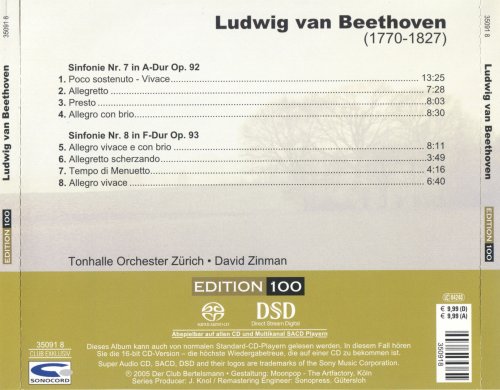 David Zinman, Tonhalle Orchestra Zurich - Beethoven: Symphonien No. 7 & 8 (2005) [SACD]