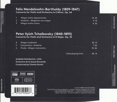 Orchestre de la Suisse Romande, Arabella Steinbacher, Charles Dutoit - Mendelssohn & Tchaikovsky Violin Concertos (2015) [SACD]