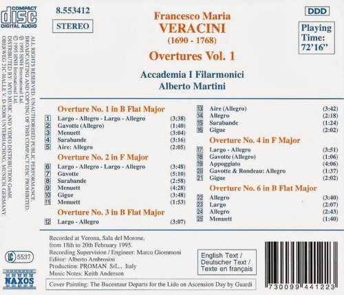 Accademia I Filarmonici, Alberto Martini - Veracini: Complete Overtures and Concertos, Vol. 1 (1995) CD-Rip