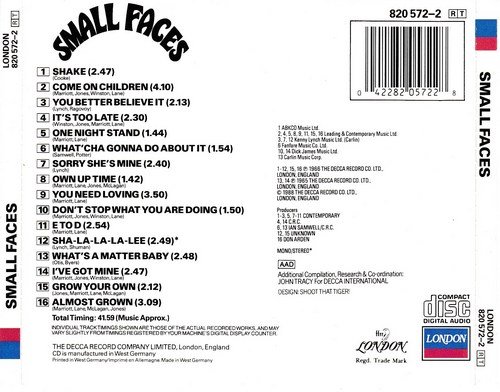 Small Faces - Small Faces (1966 Reissue) (1989) CD-Rip