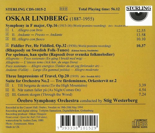 Örebro Symphony Orchestra, Stig Westerberg - Oskar Lindberg: Symphony, Rhapsody, Suite (1998) CD-Rip