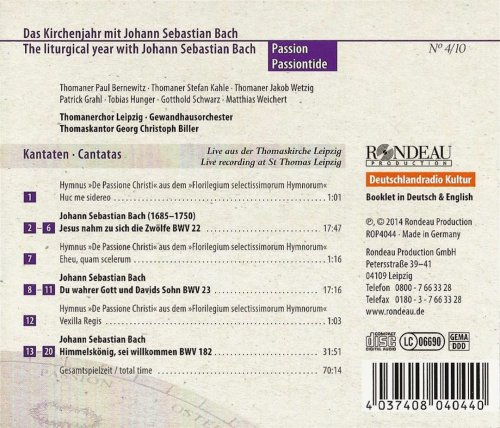 Thomanerchor Leipzig, Gewandhausorchester, Georg Christoph Biller - J.S. Bach: Cantatas BWV 22, 23, 182 (2014) CD-Rip